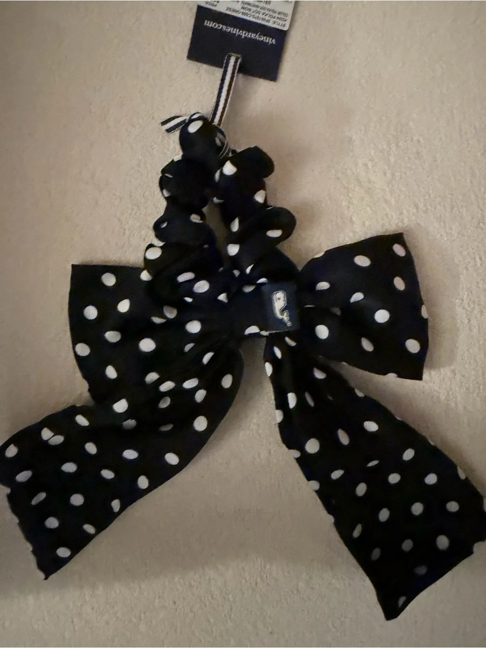 Vineyard Vines Navy & White Polka Dot Bow Scrunchie
